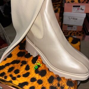 Cream Chelsea Boots